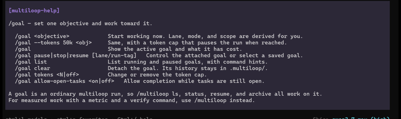 The /goal command surface