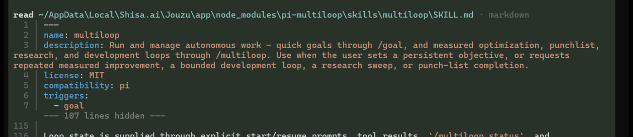 The multiloop skill description listing optimization, punchlist, research and development loops